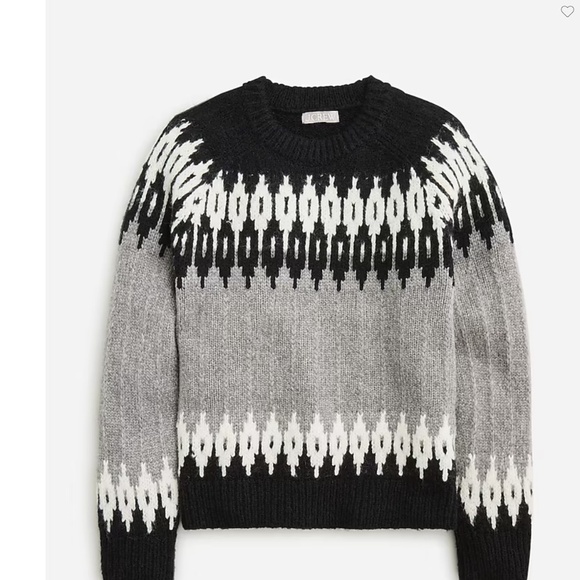 J. Crew Fair Isle crewneck sweater size XS grey white black wool alpaca - Picture 2 of 7